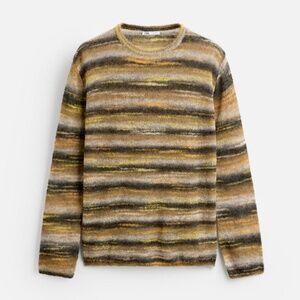 Zara earth tones touch of wool striped lightweight sweater NWT